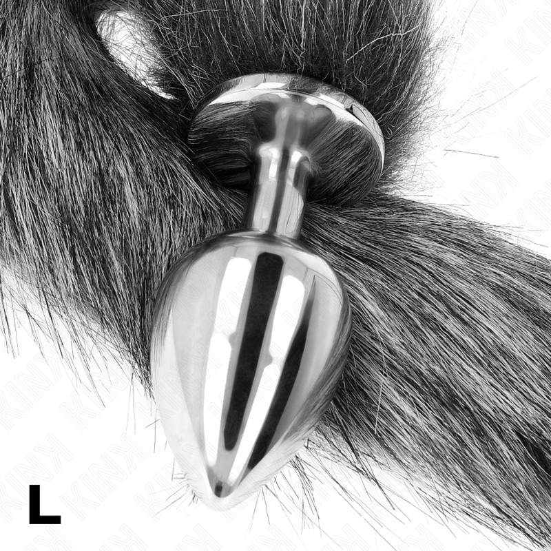 KINK - ANAL PLUG SIZE L 10 X 4 CM WITH SYNTHETIC TAIL 40 CM GREY - 2