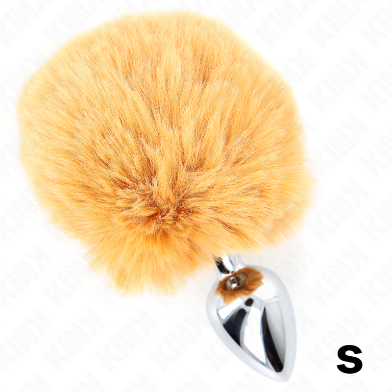 KINK - STAINLESS STEEL PLUG 7 x 3 CM WITH BEIGE FAUX FUR RABBIT TAIL 8 CM - 1