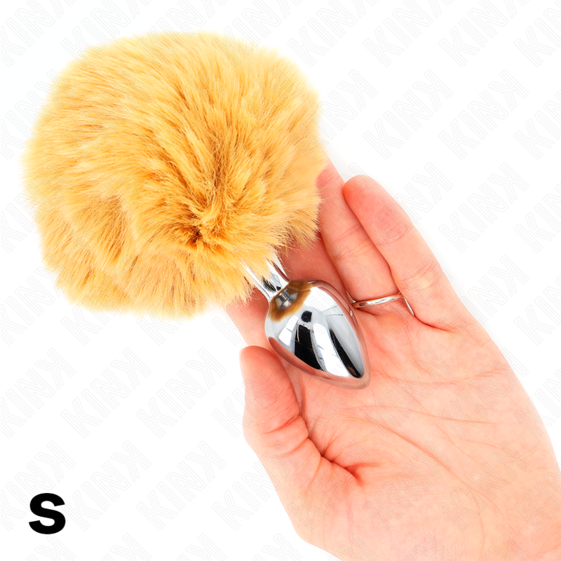 KINK - STAINLESS STEEL PLUG 7 x 3 CM WITH BEIGE FAUX FUR RABBIT TAIL 8 CM - 2