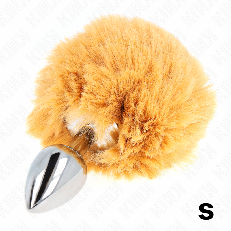 KINK - STAINLESS STEEL PLUG 7 x 3 CM WITH BEIGE FAUX FUR RABBIT TAIL 8 CM - 3