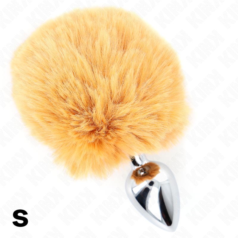 KINK - STAINLESS STEEL PLUG 7 x 3 CM WITH BEIGE FAUX FUR RABBIT TAIL 8 CM - 4