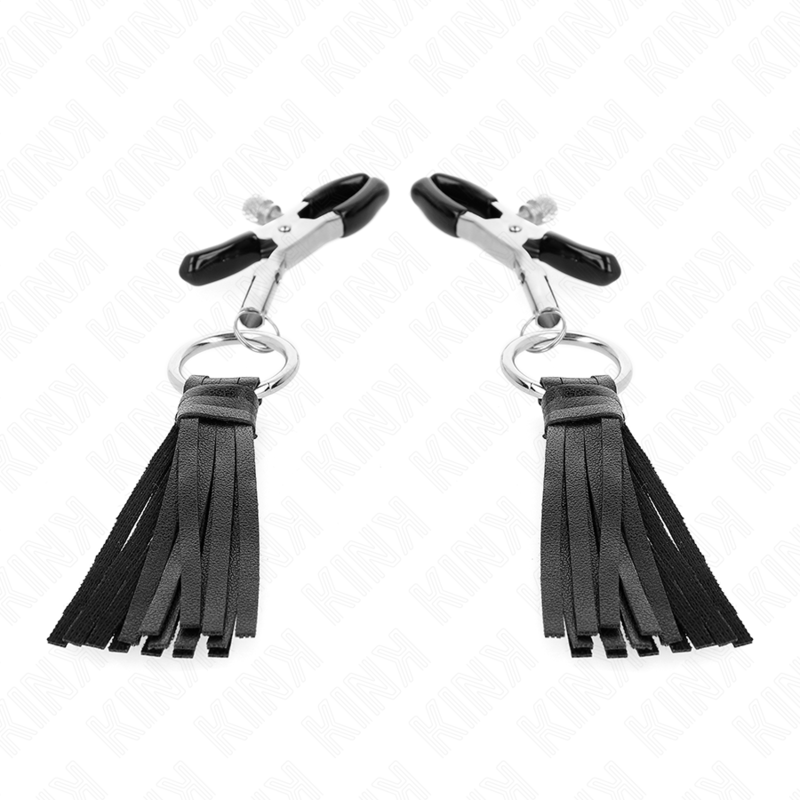 KINK - LEATHERETTE TASSEL NIPPLE CLAMPS 6 CM - 1