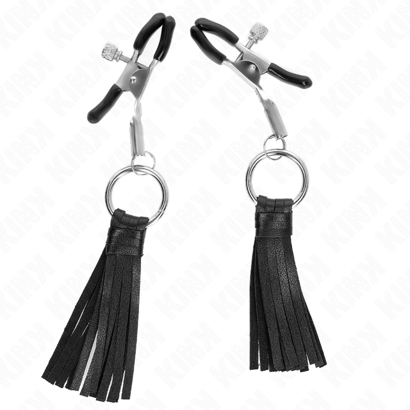 KINK - LEATHERETTE TASSEL NIPPLE CLAMPS 6 CM - 2