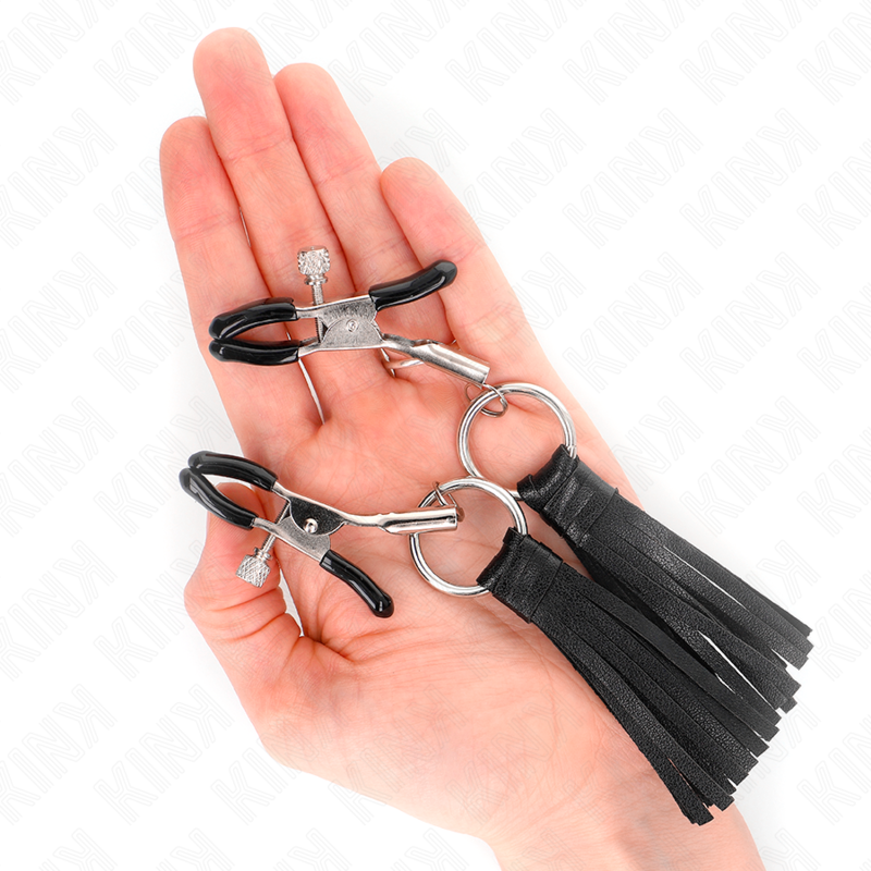 KINK - LEATHERETTE TASSEL NIPPLE CLAMPS 6 CM - 4