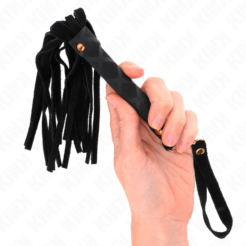 KINK - MINI FOUET EN DAIM NOIR 30 CM