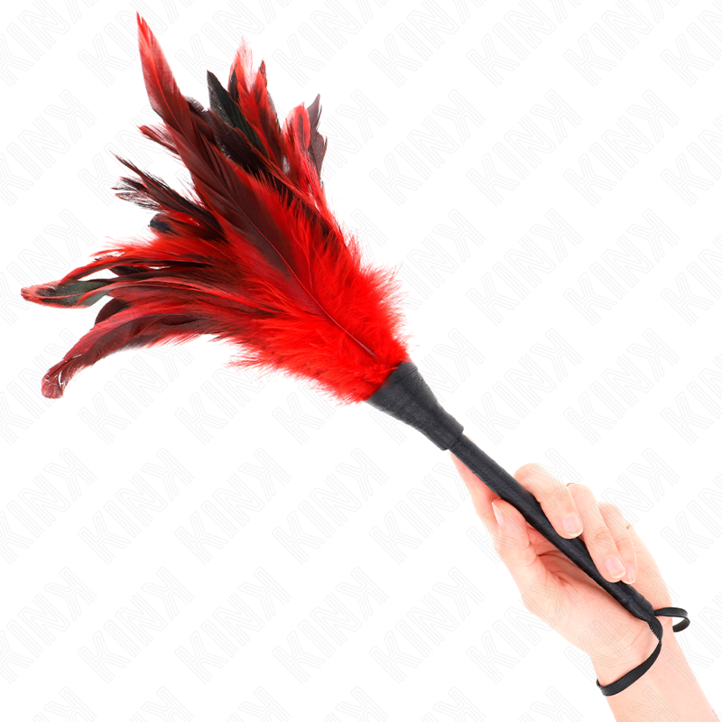 KINK - RED HORN-SHAPED CHICKEN FEATHERS 36CM