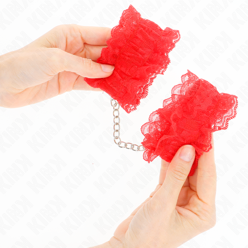 KINK - LACE ELASTIC WRIST RESTRAINTS RED - 3