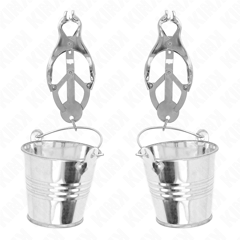 KINK - JAPANESE CLOVER NIPPLE CLAMPS WITH BUCKETS SILVER - 1