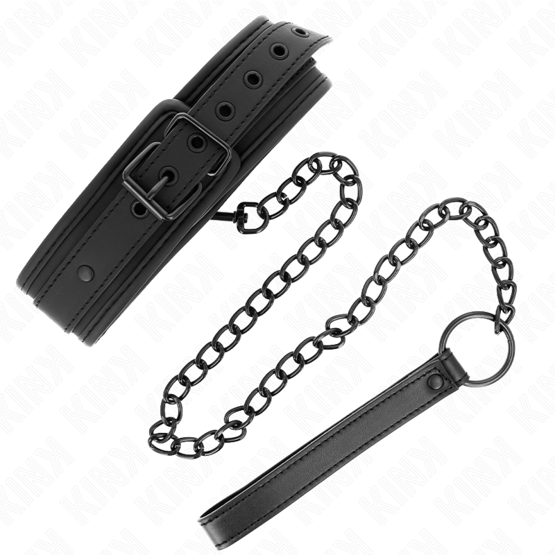 KINK - NEOPRENE BONDAGE COLLAR MODEL 1 WITH BELT 78 CM ADJUSTABLE 37.5 X 49.5 CM - 3