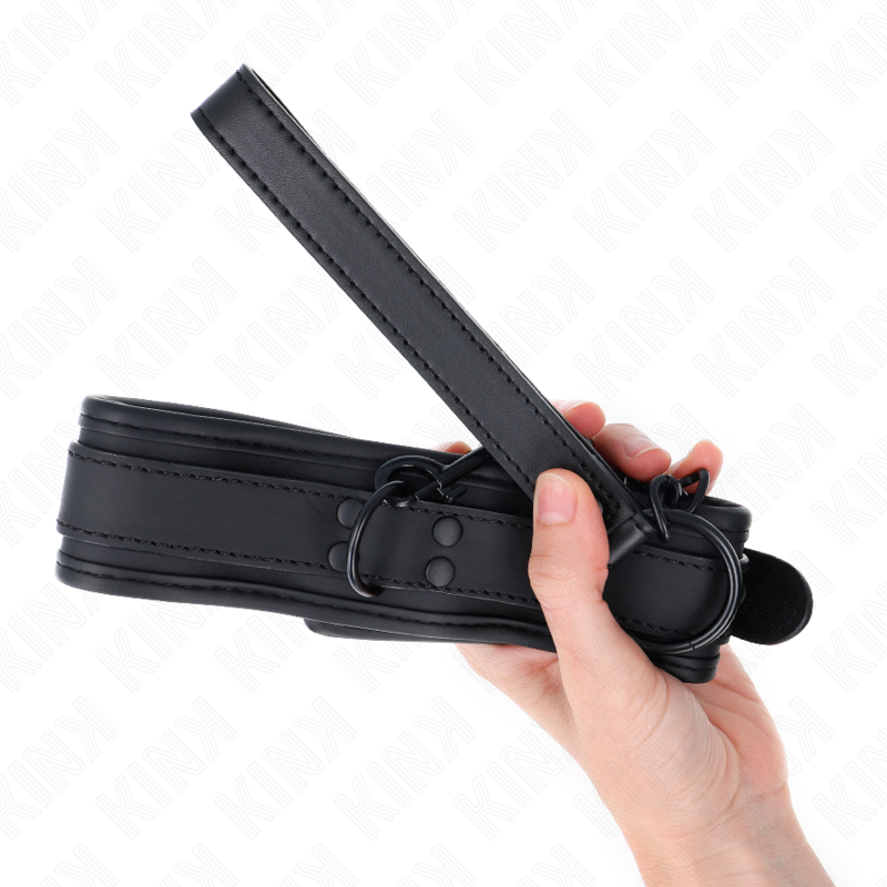 KINK - NEOPRENE BONDAGE COLLAR MODEL 1 WITH BELT 78 CM ADJUSTABLE 37.5 X 49.5 CM - 5