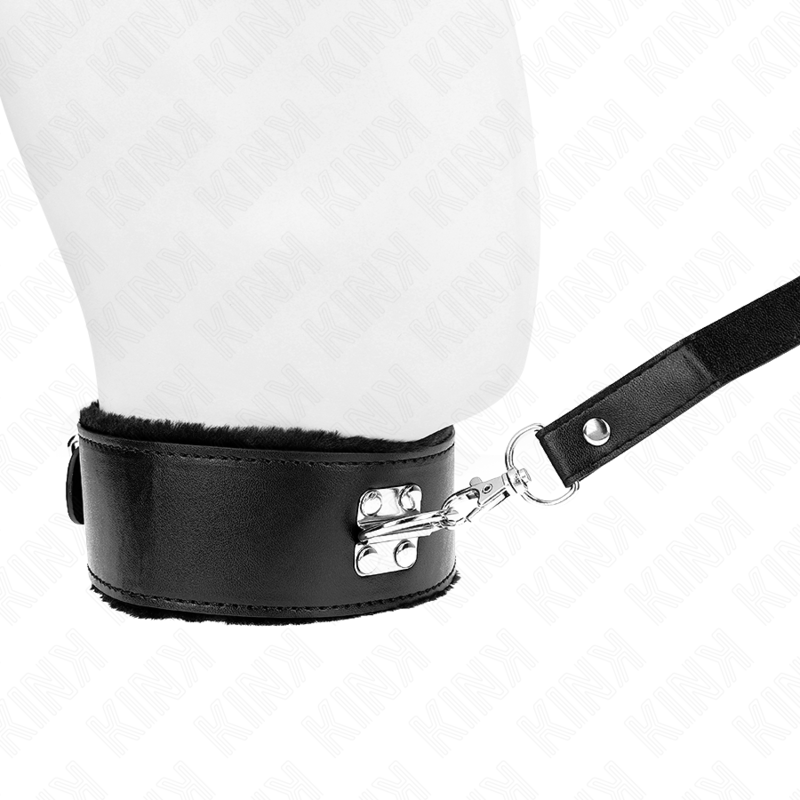 KINK - NECKLACE WITH LEASH 116 CM WITH SILVER STUDS MODEL 4 BLACK ADJUSTABLE 40-48 CM X 6 CM - 4
