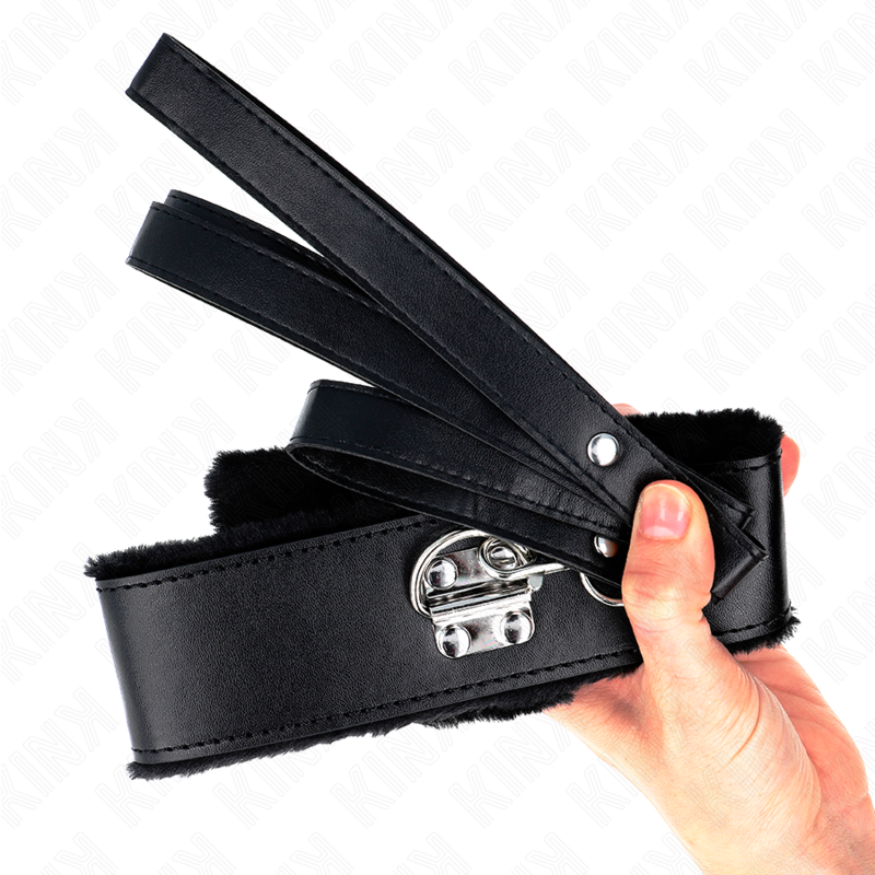 KINK - NECKLACE WITH LEASH 116 CM WITH SILVER STUDS MODEL 4 BLACK ADJUSTABLE 40-48 CM X 6 CM - 5