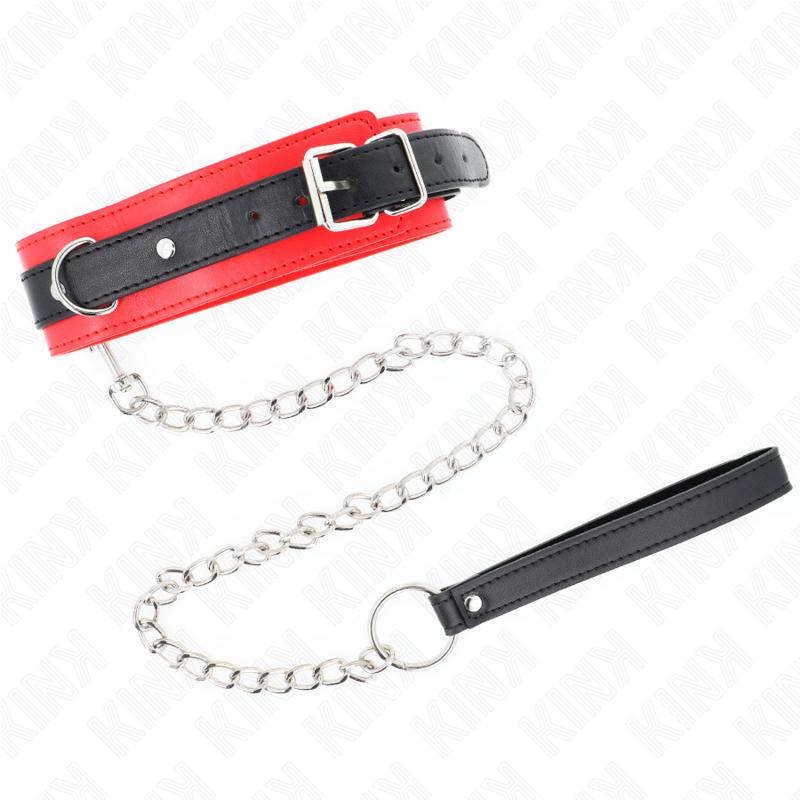 KINK - BASIC MODEL COLLAR WITH LEASH 65 CM MODEL 3 RED 53 X 5 CM - 5