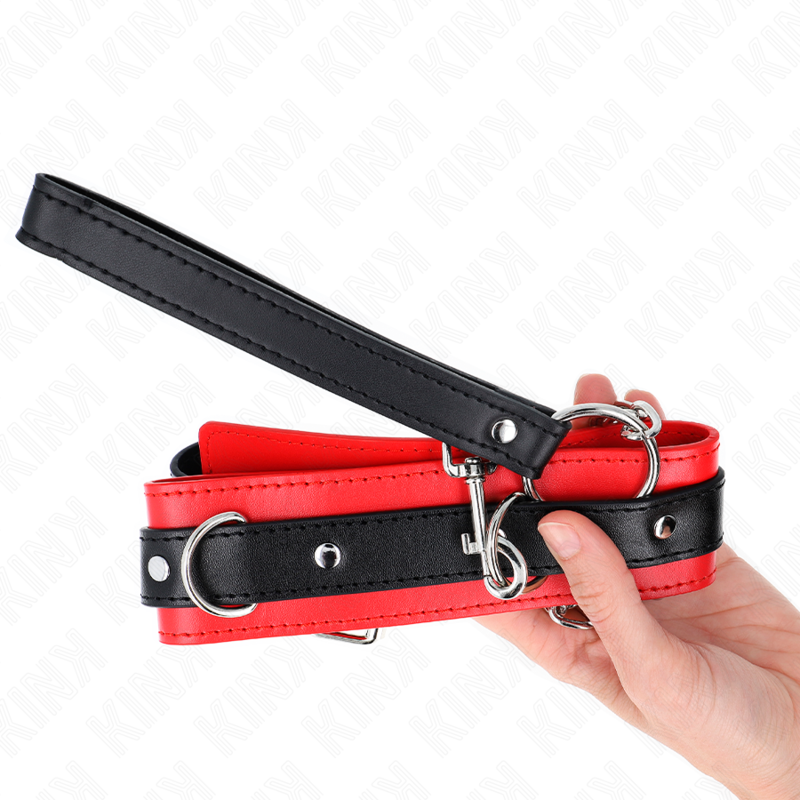 KINK - BASIC MODEL COLLAR WITH LEASH 65 CM MODEL 3 RED 53 X 5 CM - 3