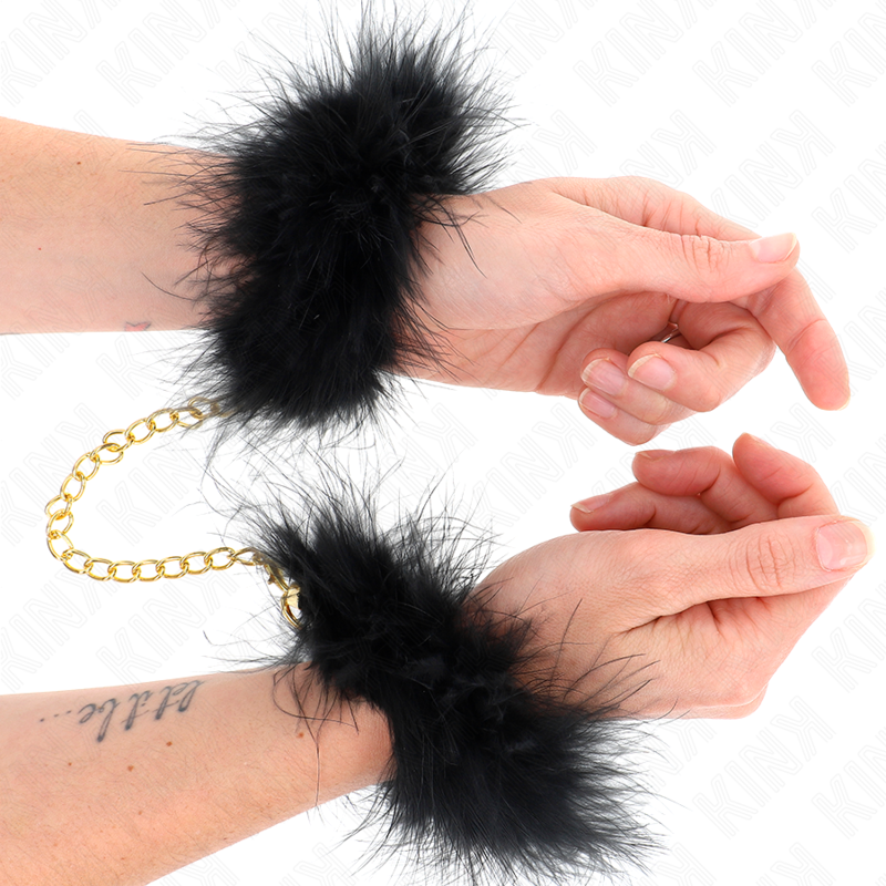 KINK - FEATHER HAND CUFFS WITH GOLD CHAIN MODEL 0 - 2