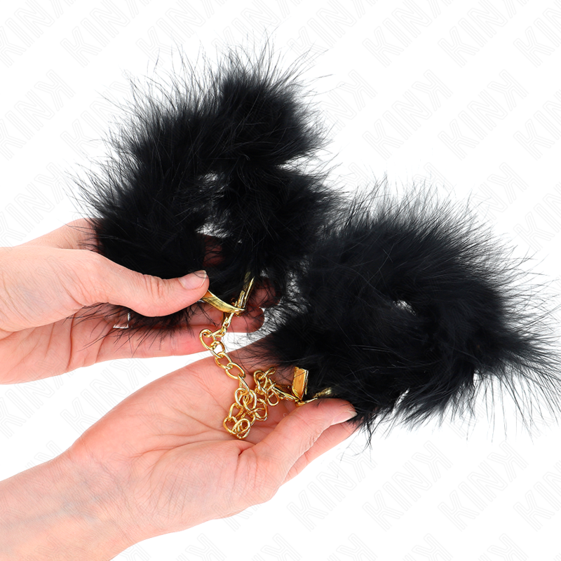 KINK - FEATHER HAND CUFFS WITH GOLD CHAIN MODEL 0 - 3