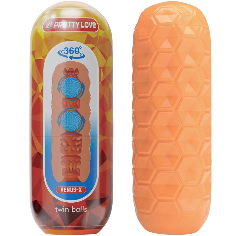 PRETTY LOVE - TWIN BALLS MALE MASTURBATOR ORANGE - 3