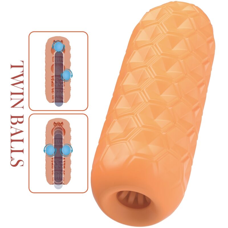 PRETTY LOVE - TWIN BALLS MALE MASTURBATOR ORANGE - 6