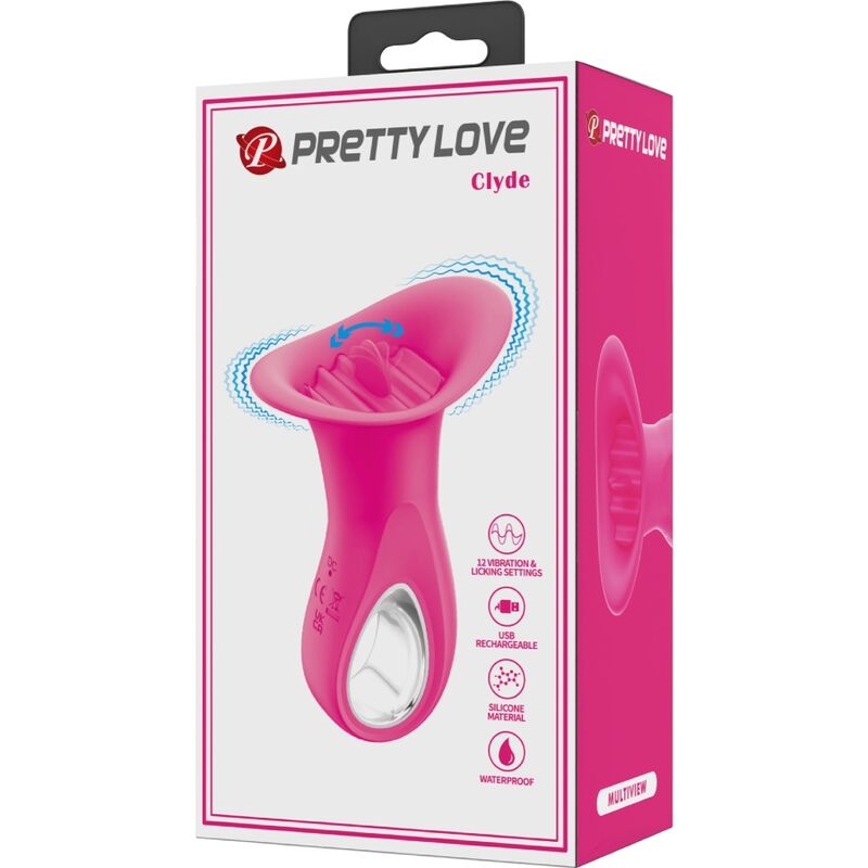 PRETTY LOVE - CLYDE ORAL VIBRATOR VIBRATING TONGUE 12 VIBRATIONS PINK - 2