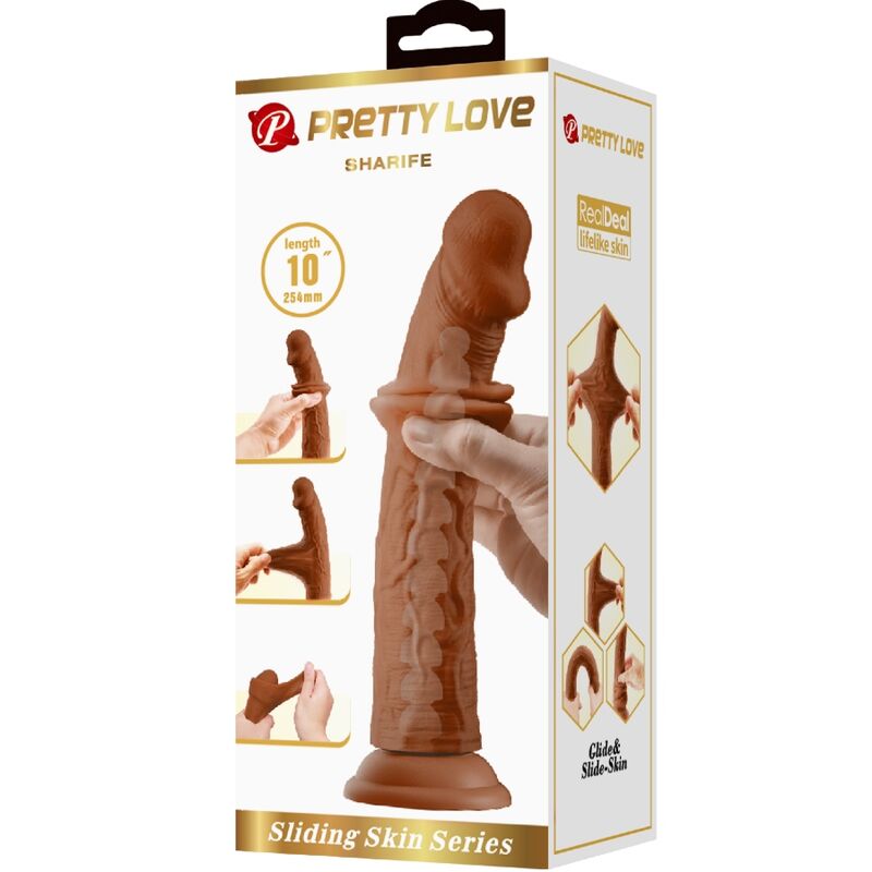 PRETTY LOVE - SHARIFE REALISTIC DILDO 25 CM BROWN - 6