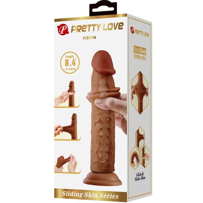 PRETTY LOVE - KEON REALISTIC DILDO 21 CM BROWN - 7