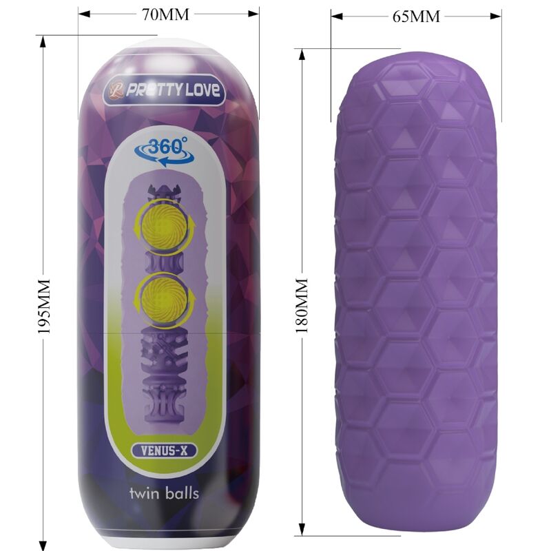 PRETTY LOVE - TWIN BALLS MALE MASTURBATOR PURPLE - 4