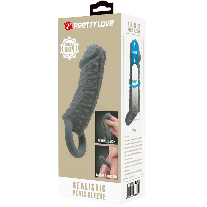 PRETTY LOVE - REALISTIC PENIS ENLARGER AND DELAY SLEEVE MODEL 2 GREY - 4