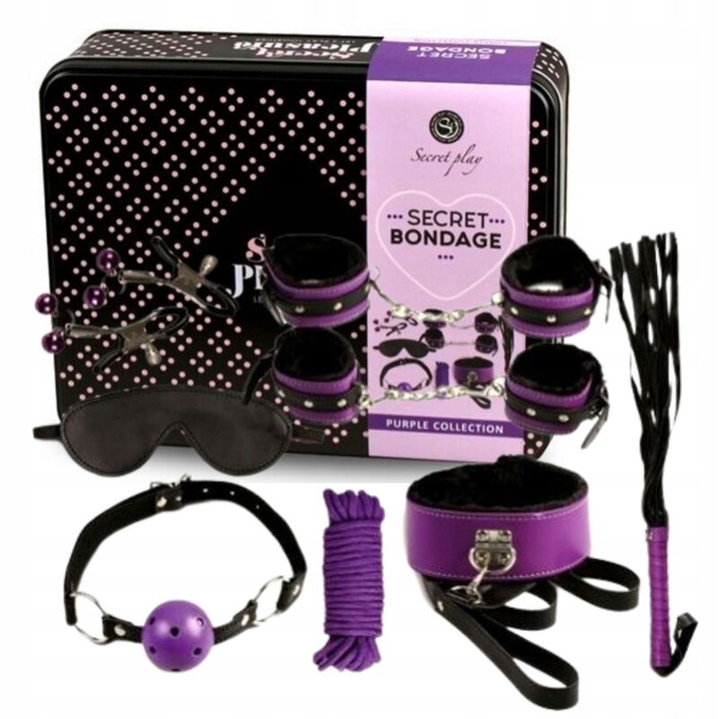 SECRETPLAY - ENSEMBLE BDSM 8 PIÈCES VIOLET/NOIR