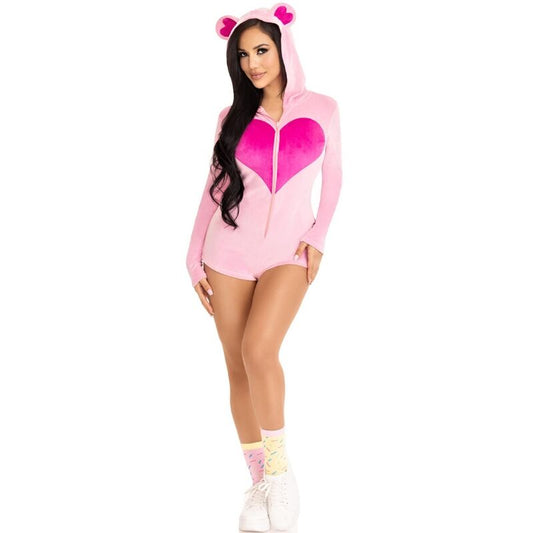 LEG AVENUE - PINK TEDDY BEAR VELVET BODYSUIT S