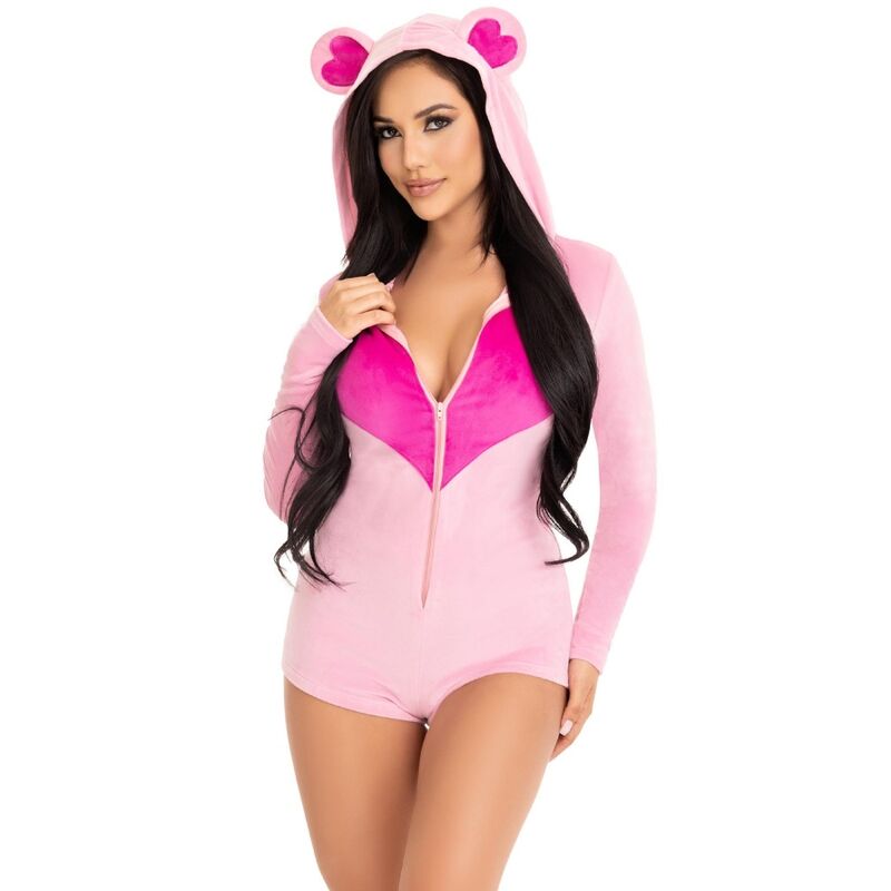 LEG AVENUE - TEDDY BEAR VELVET BODYSUIT PINK S - 3