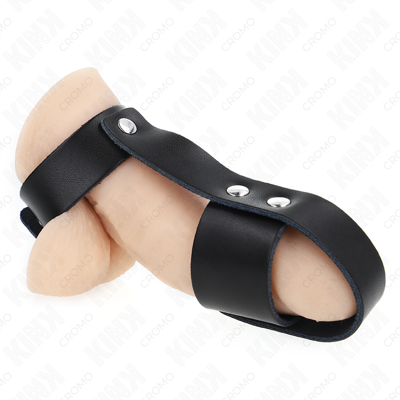 KINK - LEATHER PENIS CAGE RING WITH ADJUSTABLE BALL DIVIDER - 3