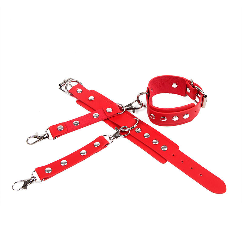 SUBBLIME - 953706 HANDCUFFS WITH BONDAGE BELT RED ONE SIZE - 12