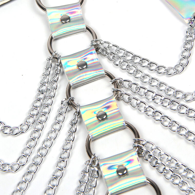 SUBBLIME - 953737 CHEST HARNESS WITH RINGS AND SILVER CHAINS ONE SIZE