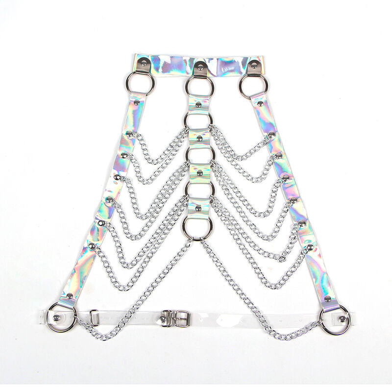 SUBBLIME - 953737 CHEST HARNESS WITH RINGS AND SILVER CHAINS ONE SIZE