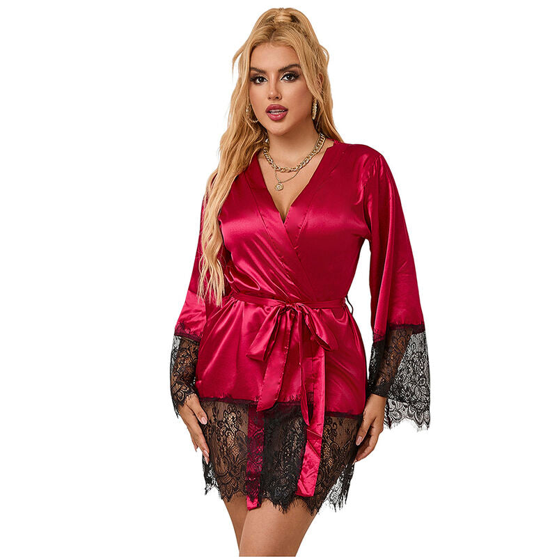 SUBBLIME - 953812 ELEGANT LACE PAJAMAS + THONG RED S/M - 9