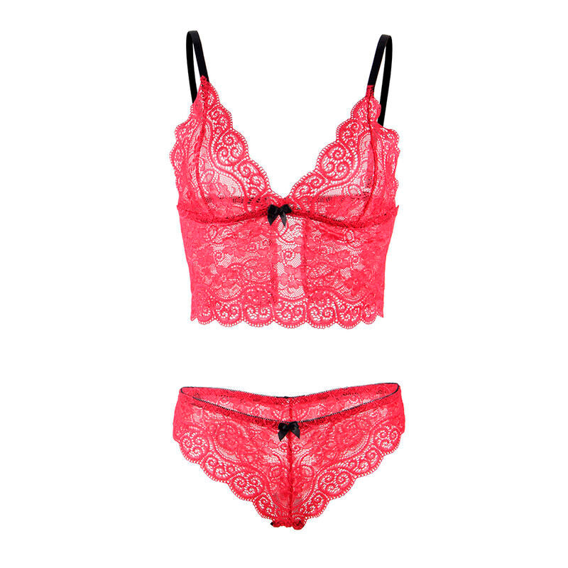 SUBBLIME - 953904 CHEMISE DE NUIT EN SOIE ET DENTELLE + CULOTTE ROUGE L/XL