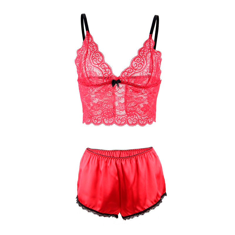 SUBBLIME - 953904 CHEMISE DE NUIT EN SOIE ET DENTELLE + CULOTTE ROUGE L/XL
