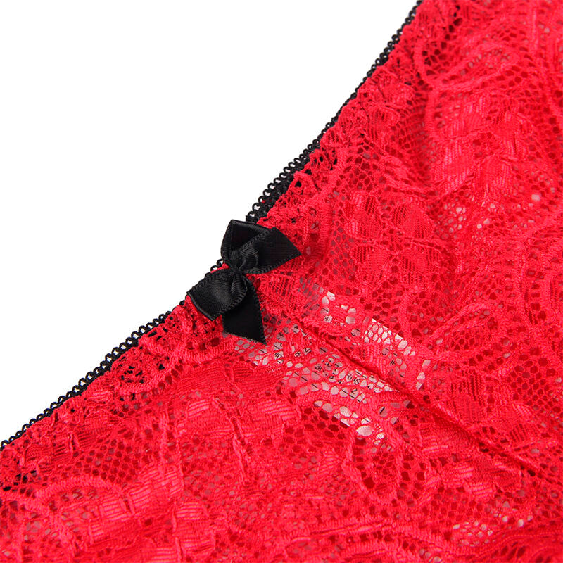 SUBBLIME - 953904 CHEMISE DE NUIT EN SOIE ET DENTELLE + CULOTTE ROUGE L/XL