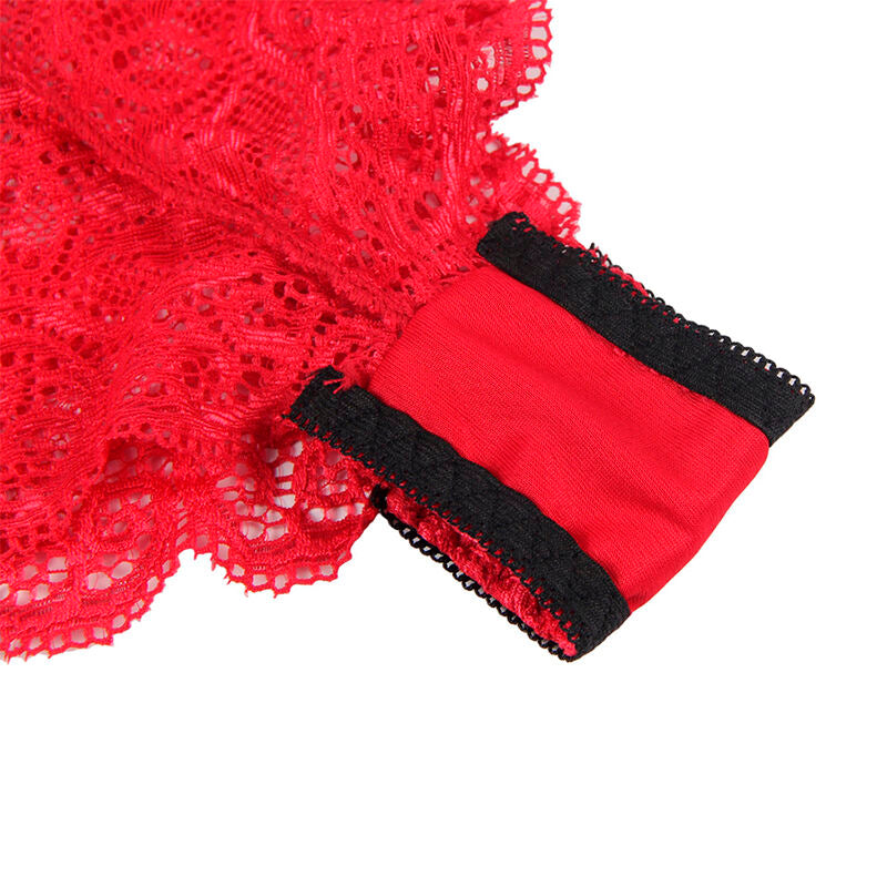 SUBBLIME - 953904 CHEMISE DE NUIT EN SOIE ET DENTELLE + CULOTTE ROUGE L/XL