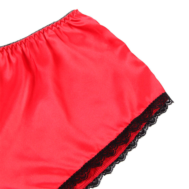 SUBBLIME - 953904 CHEMISE DE NUIT EN SOIE ET DENTELLE + CULOTTE ROUGE L/XL