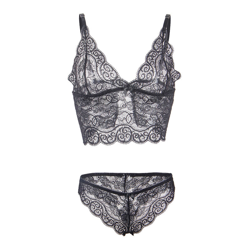 SUBBLIME - 953928 CHEMISE DE NUIT EN SOIE ET DENTELLE + CULOTTE NOIRE L/XL