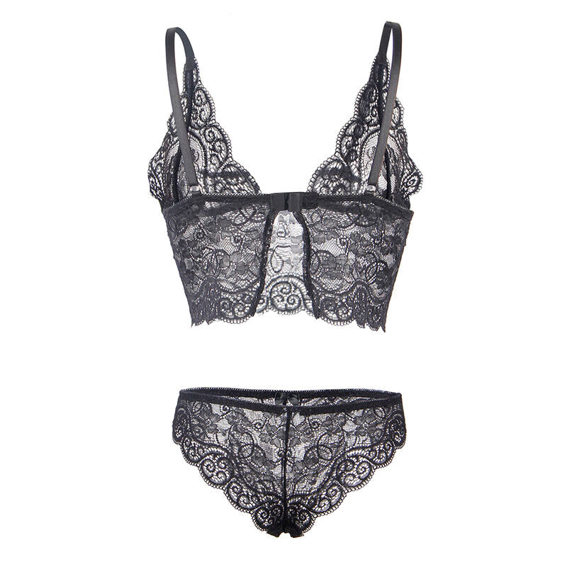 SUBBLIME - 953928 CHEMISE DE NUIT EN SOIE ET DENTELLE + CULOTTE NOIRE L/XL