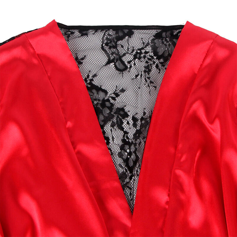 SUBBLIME - 954017 LACE SHEER BACK CAMISOLE + THONG RED/BLACK S/M - 10
