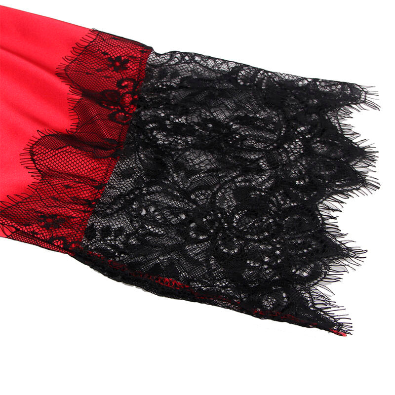 SUBBLIME - 954024 LACE SHEER BACK CAMISOLE + THONG RED/BLACK L/XL - 5