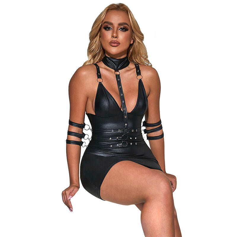 SUBBLIME - 954406 ABITO BONDAGE IN PELLE NERO S/M