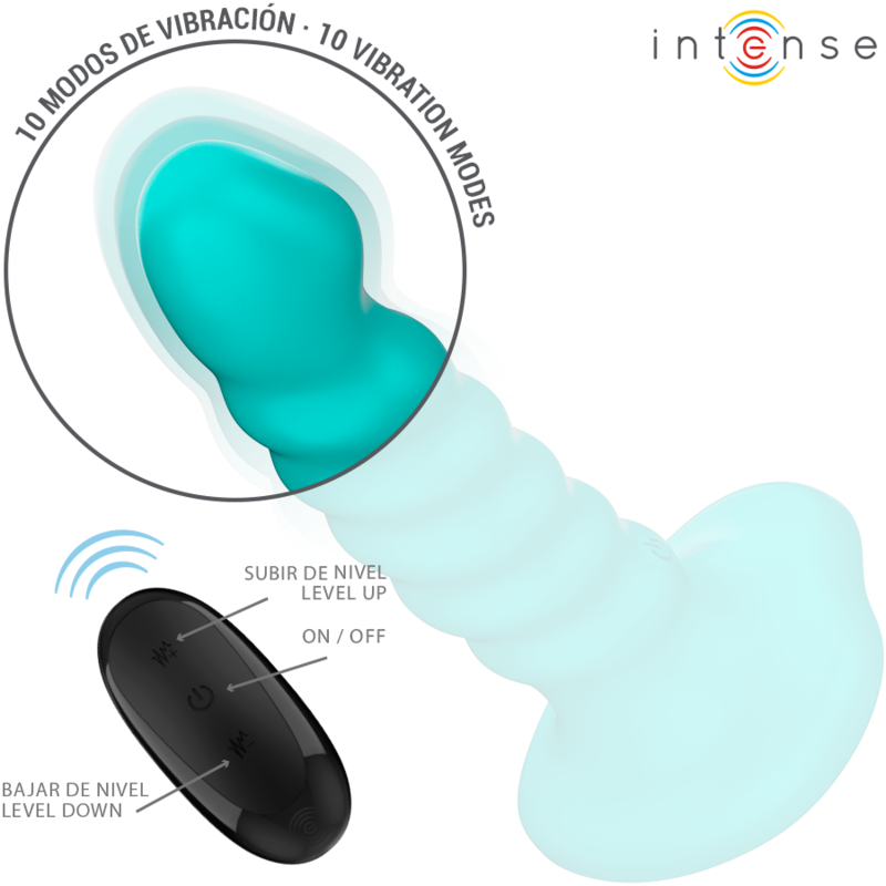 INTENSE - BUFFY VIBRATOR SIZE S SPIRAL DESIGN 10 VIBRATIONS BLUE REMOTE CONTROL - 3