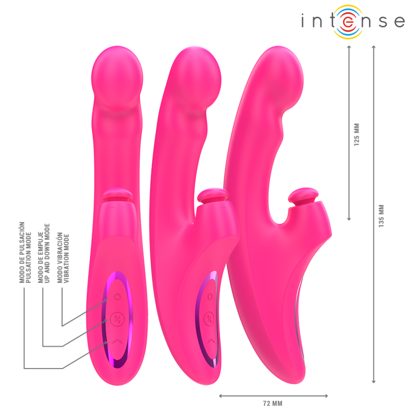 INTENSE - EMI VIBRATOR 13.5 CM MULTIFUNCTION 3 IN 1 10 VIBRATIONS PINK - 6