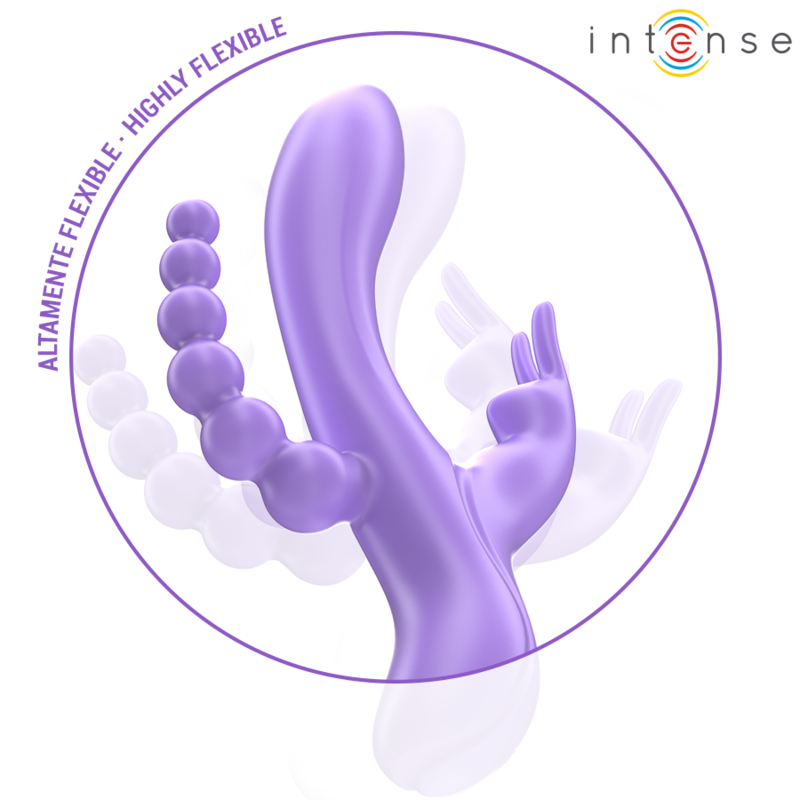 INTENSE - MIKO TRIPLO VIBRATORE CONIGLIO & STIMOLATORE & ANALE 7 VIBRAZIONI VIOLA