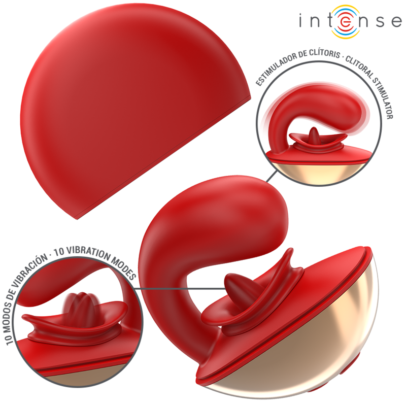 INTENSE - MARIAH VIBRATOR & STIMULATOR IN U SHAPE 10 VIBRATIONS RED - 6