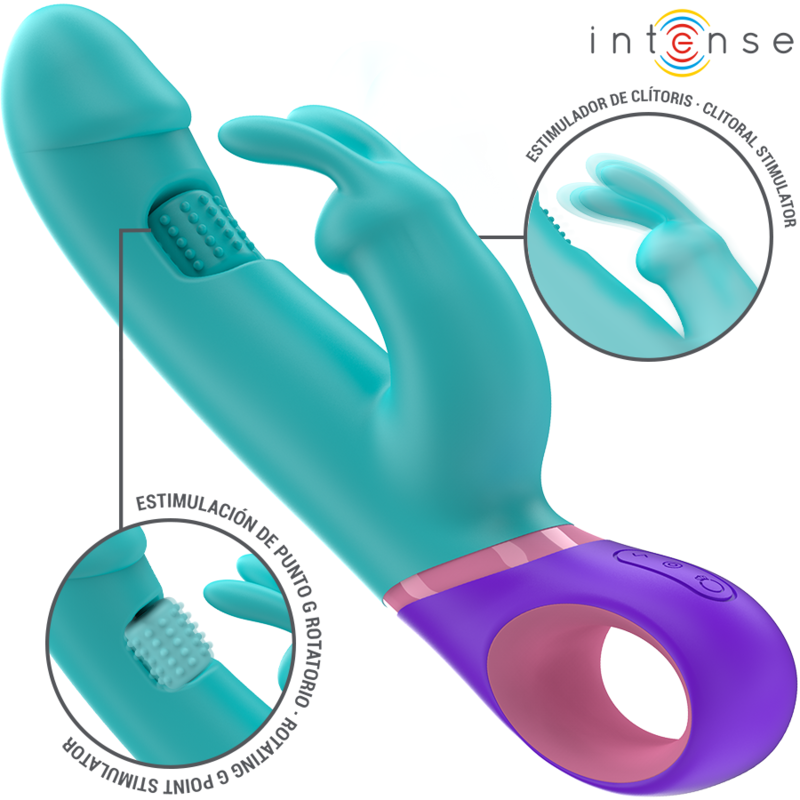 INTENSE - MONICA RABBIT VIBRATOR WITH ROTATING G-SPOT STIMULATOR BLUE - 6